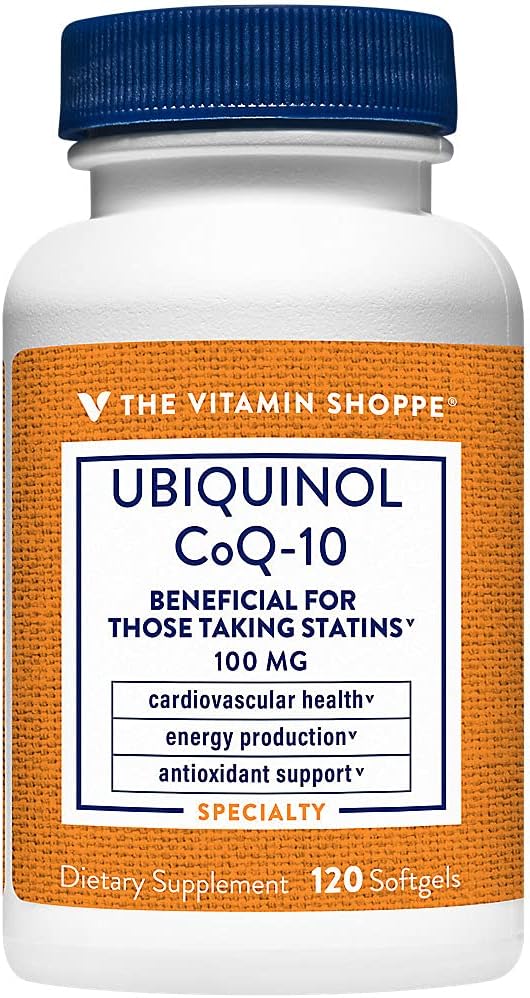 维生素商店 Ubiquinol CoQ-10 100mg - 对服用Statins的人有利 – 支持心脏和细胞健康与健康能源生产,基本抗氧化剂 – Once Daily(120软胶)
