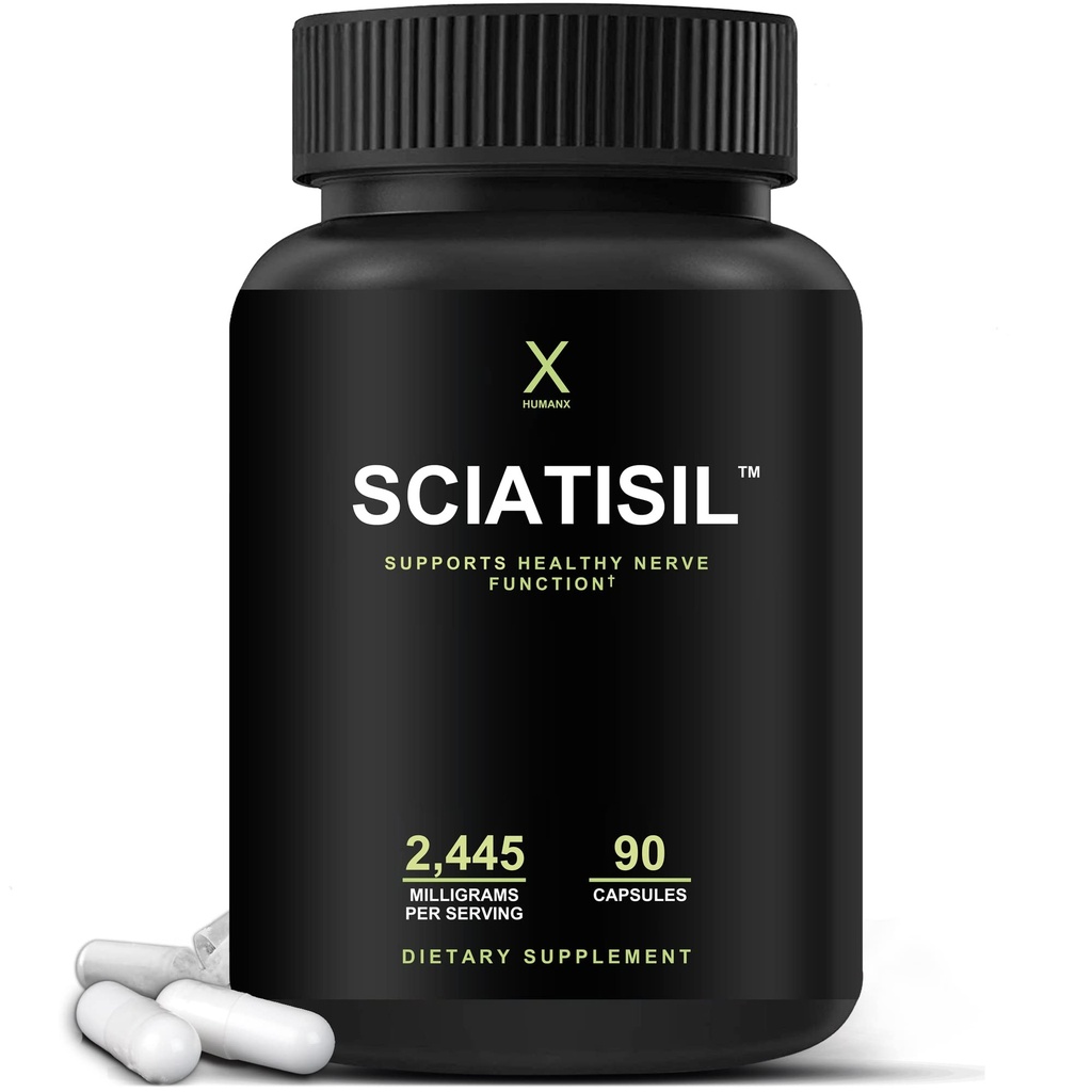HMX Sciatica 聚焦公式 - 用稳定R-液酸支持补充外力 - 维生素促进健康后退,HIPS,腿,脚 - 神经病补充剂 - Sciatisil