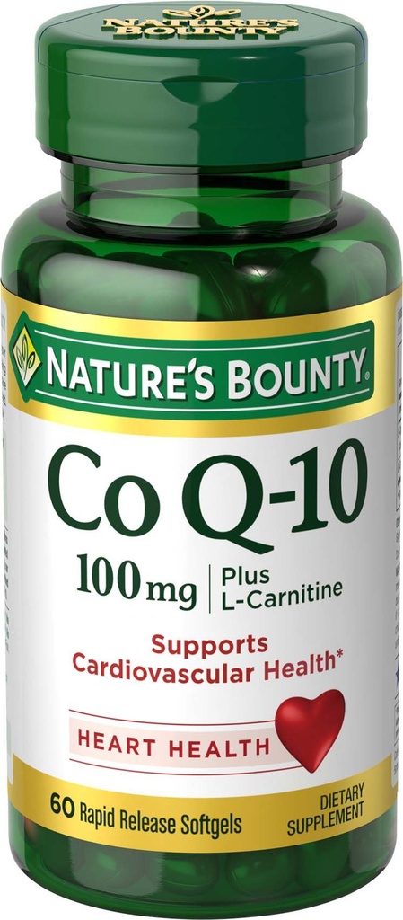 自然的丰盛CoQ10,支持心脏健康,100mg Plus L-Carnitine,60软胶