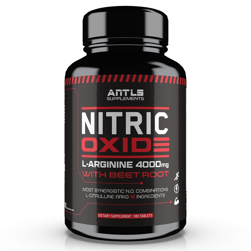Nitric Oxide 补充助推复合物 L Arginine 4000mg, L Citrulline, AAKG, Beet Root, Pre Workingout Pills, Muscle Bulider, Growth, Pumps, 180 Capsules