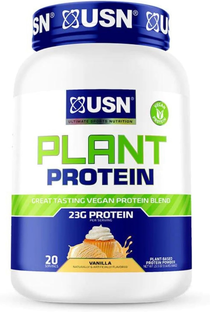 USN 营养 Vegan 植物蛋白质 蛋白质 | Pea, 棕大米, & 南瓜种子 蛋白质 | 23g 蛋白质,无糖,大味 | 1.5lbs (Vanilla)