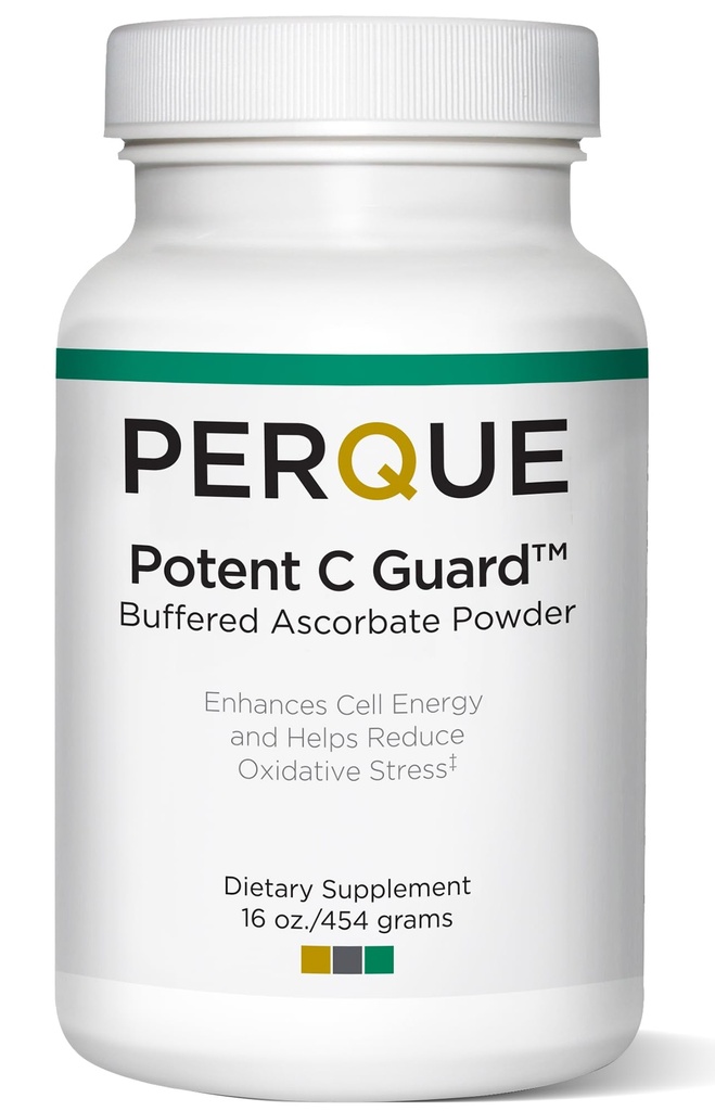 PERQUE 增殖维生素C 吸附粉 - pH 平衡剂,蔬菜剂, Allergen-Free维生素C 补充剂 - 快效抗氧化剂支持 - Effervescent Powder with Magnesium, Potassium & Zinc - 16 oz