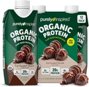 纯刺激准备饮用有机蛋白摇晃, 耐久巧克力( 12 pack) - 植物性RTD 营养蛋白饮料 - 零苏加和Gluten-Free Meal 取代饮料液蛋白