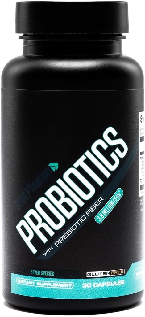 Sculpt Nation by V Shred Premium Probiotics - Digestive & Gut Health Support - Helps with Occasional Constipation, Gas and Bloating - 30-Day Supply
