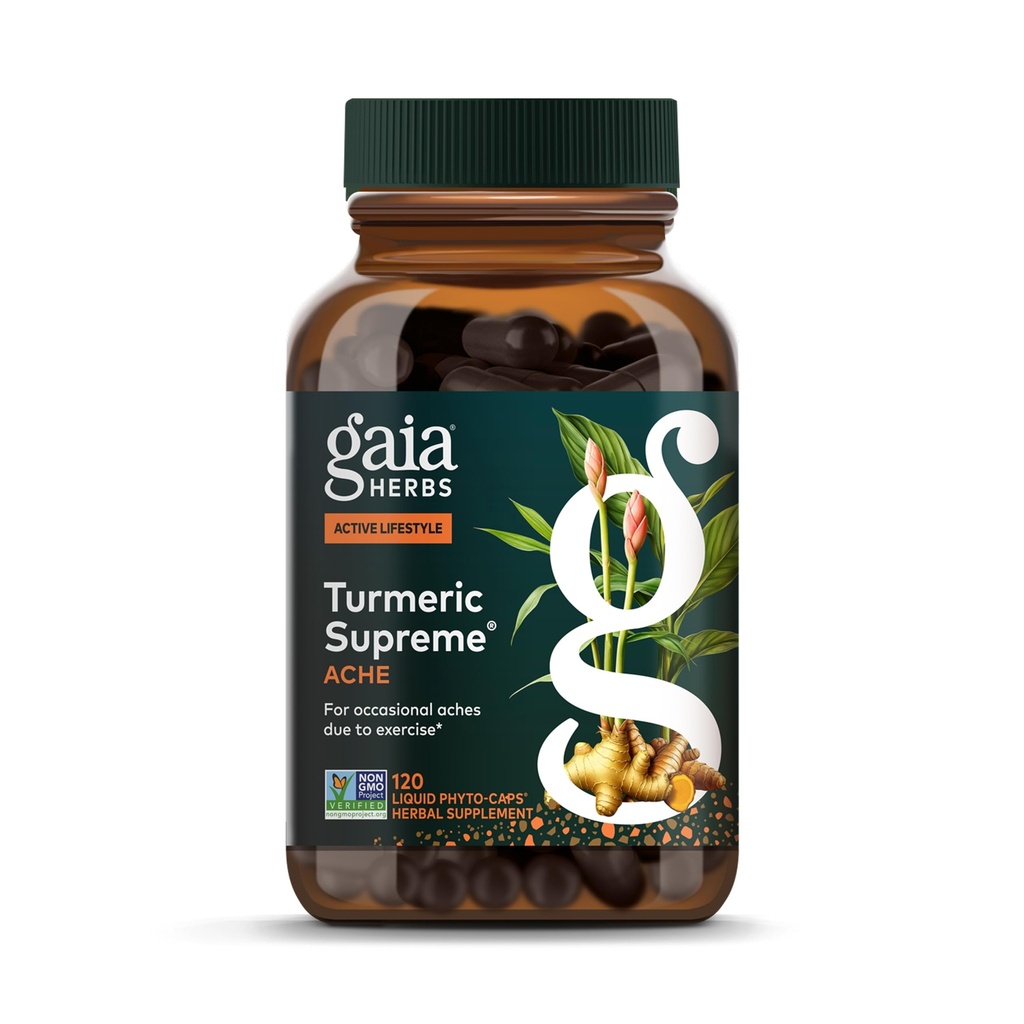 Gaia Herbs, Turmeric Supreme Pain, 《草药疼痛补充剂》, Curcumens, 《维根液体卡普勒斯》, 120 Counter