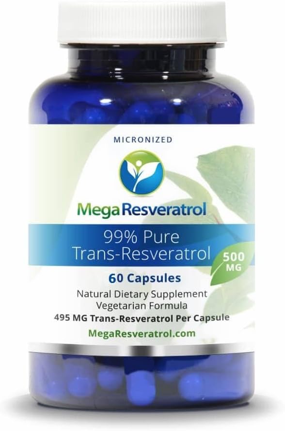 Mega Resveratrol, 药品级,99%纯度, 隔离度, 微量化 跨resveratrol, 60 Veggie Caps, 每卡普尔500毫克. 纯度认证。 绝对没有添加的有毒“活性”成分。
