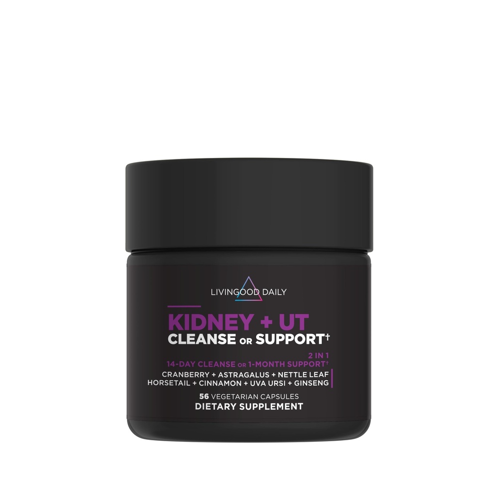Livingood Daily Kedney Cleanse & Urinary Tracts 支持女性和男性,14天解毒或28天健康常规,配有Cranberry,Nettle Leaf, Astragalus & Cinnamon, Gluten Free, 56 Capsules