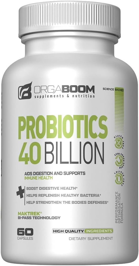 Probiotic 40亿 CPU 4 Strains + Prebiotic - 支持消化性健康与豁免 - 帮助便秘,腹泻,布洛廷 - 无糖,非GMO - 在美国制造 - 60 Capsules