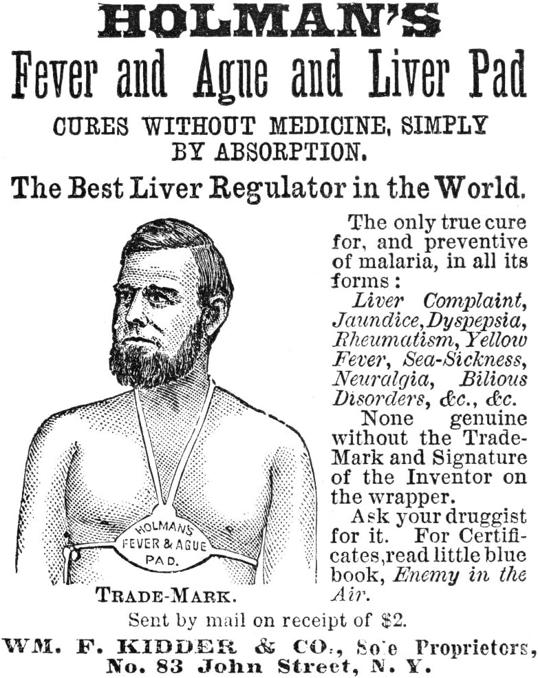 美国专利医学广告1876年为HolmanS Fever和Ague Liver Pad Poster Print by (18 x 24)