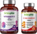 活体维生素K2 MK-7-100 mcg 60 - 免费维生素C-1000 30 片 - 支持强骨免疫健康