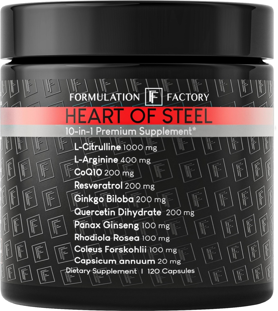 配方工厂 钢心: 10英寸-1 代谢物 Maximizer Nitric Oxide 补充,血压支持,L Arginine,L Citrulline 天然预选:能源管理 120 计数