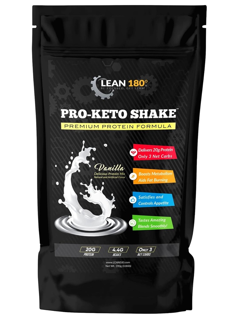 Pro Keto Shake - 为Keto和所有饮食减肥(Vanilla)品尝低卡布低糖清洁蛋白摇摆的最佳口味