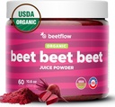 Beet Beet Beet Premium Nitric Oxide Boster & Pre Workingout Superfood - 支持流通,心脏健康, & Stamina - 美国种植 Beet根粉,USDA有机(60种服务)