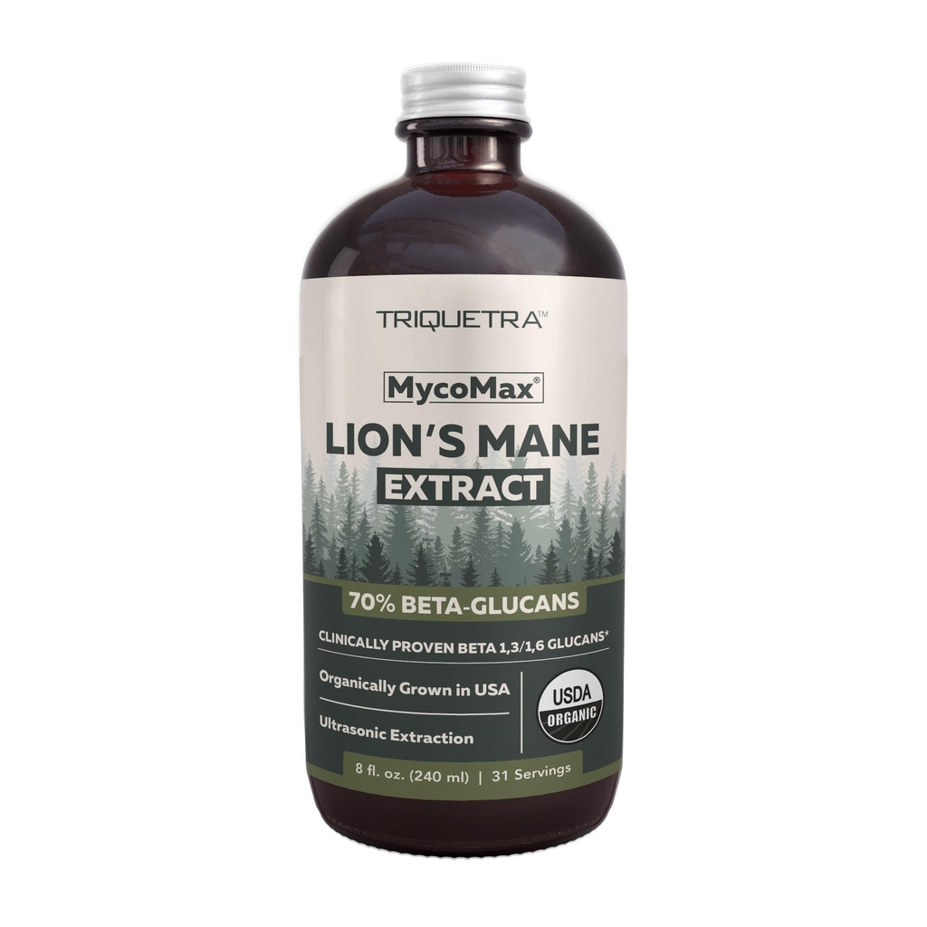MycoMax Lions Mane 提取 - 70% Beta Glucans, Max Potency 有机狮子 Mane 补编, US Grown + 超音速提取 - 每服务500 mg - 精神清晰度,焦点和记忆 - 8 oz.