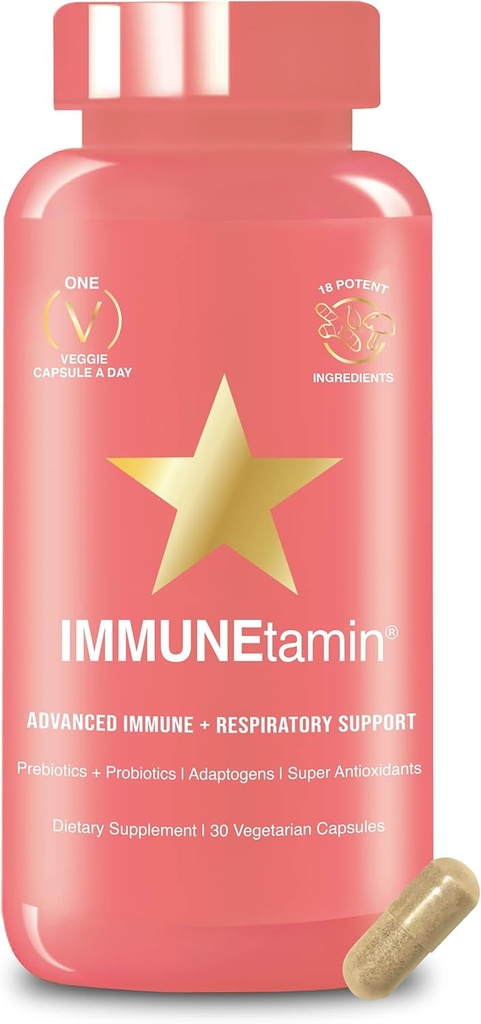 HAIRTAmin IMMUNEtamin 具有呼吸支持的助推器 + 天然免疫支持补充剂和抗氧化剂 + 每日多维塔明 w/埃尔德贝里,维生素C,锌,维生素D3