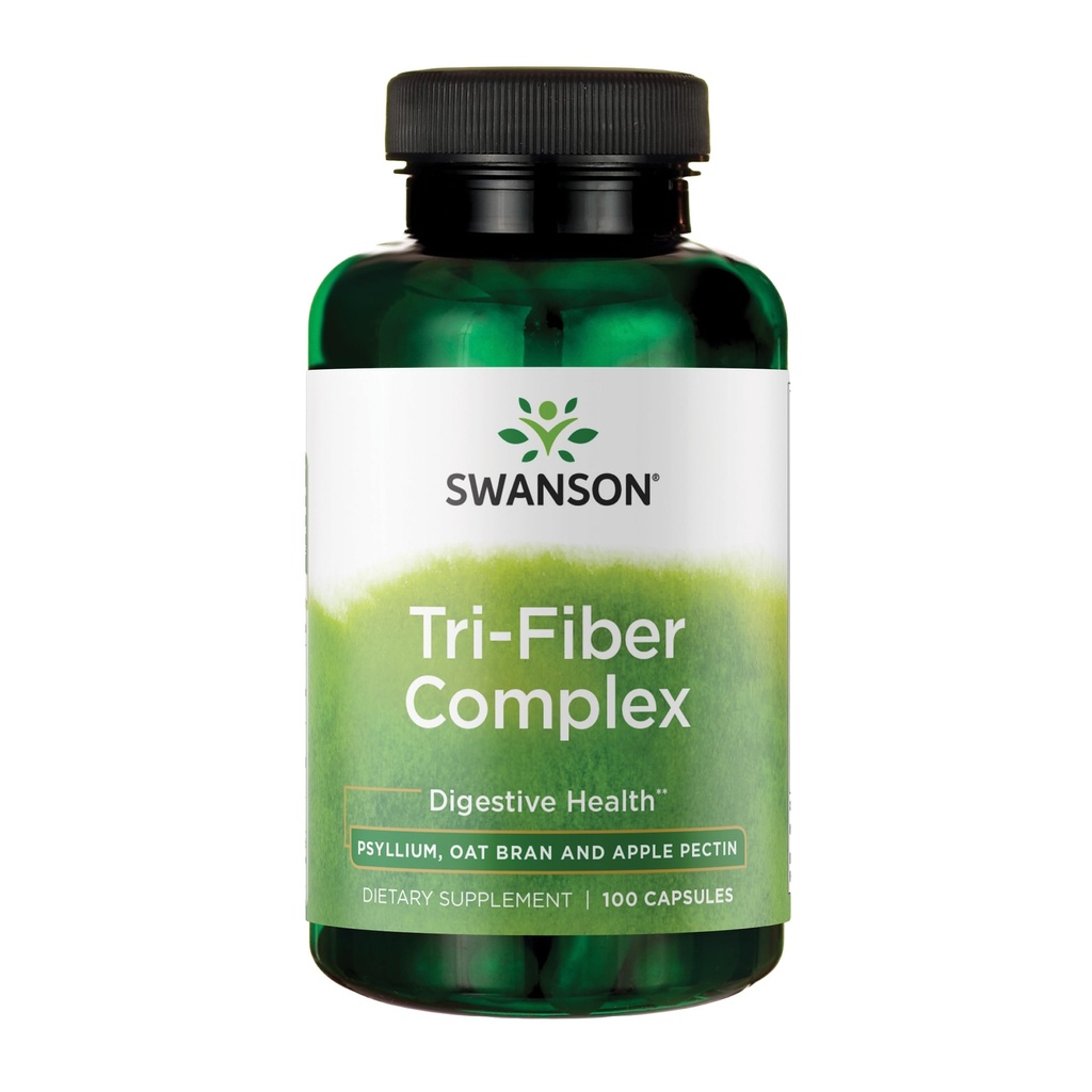 Swanson Tri-Fiber Complex - 用lium,Oat Bran, & Apple Pectin制造的消化性健康补充剂 - (100 Capsules)