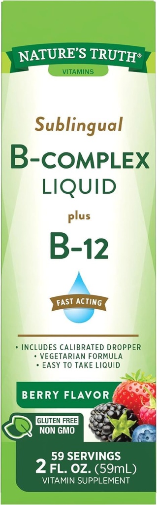 自然真理分语言 B 复杂液体+ B-12 天然莓状液体 - 2 oz, 包 2