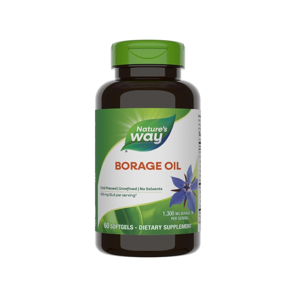 自然之道 Borage Oil, Cold pressed & Unrefined, GLA Supplement, 300 毫克 GLA 和 440 毫克 Linoleic Acid / service, 60 软胶(包装 May Vary)