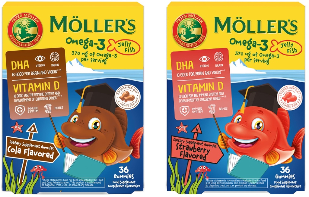 MELLER的"Omega 3 Capsules for Children" 天然Omega 3 与DHA和EPA的"鱼" 易吃,无Gluten,乳糖和糖" 72 QCLA和草莓香草