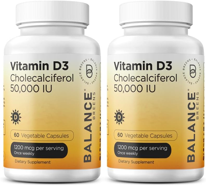 维生素D3 50,000 IU,60 Veggie Capsules - 高潜力,支持Immune和Bone健康 - 每周一次(包2)