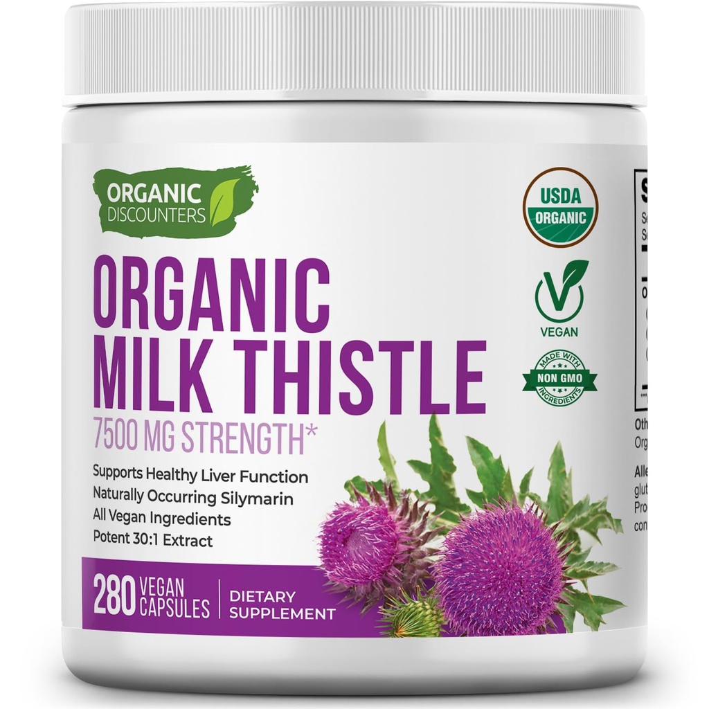 USDA有机牛奶 硝酸盐 30:1 提取卡普尔, 280 Vegan Capsules, Rich in Silymarin Flavoids, Liver Cleanse and Liver Detox Support,标准化 30X 提取卡普尔,美国制造