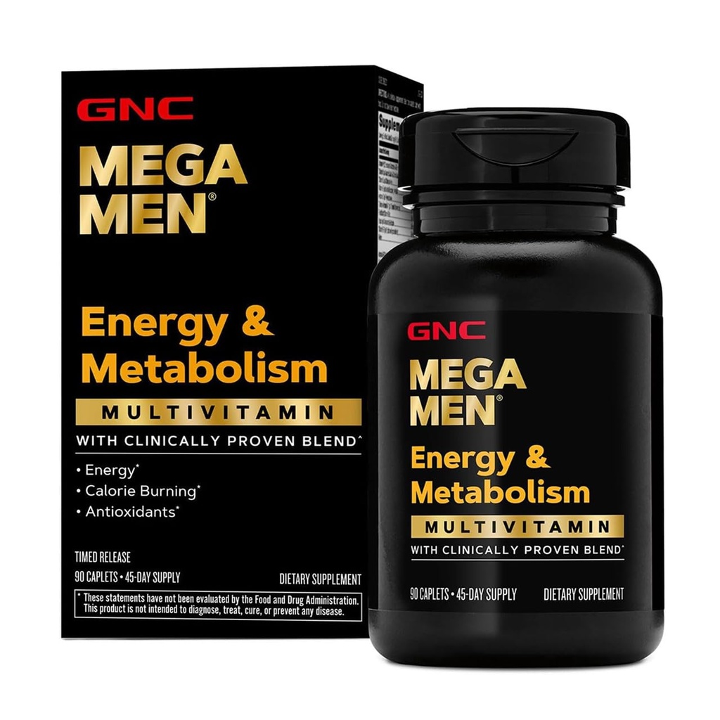 GNC Mega Men 多维他命卡普莱特,临床证明能感觉更好,免疫支持,能源支持,抗氧化剂,B维生素,维生素D-3,及时释放,90计数,45天供应