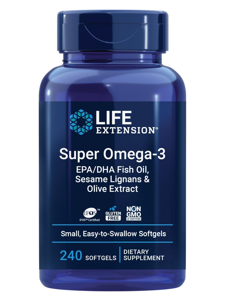 Life Extension Super Omega-3 EPA/DHA Fish Oil, Heart Health, 240 Softgels