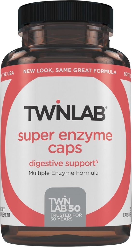 Twinlab Super Ezyme Caps - 带有消化酶的便秘补充剂 - 50 Capsules