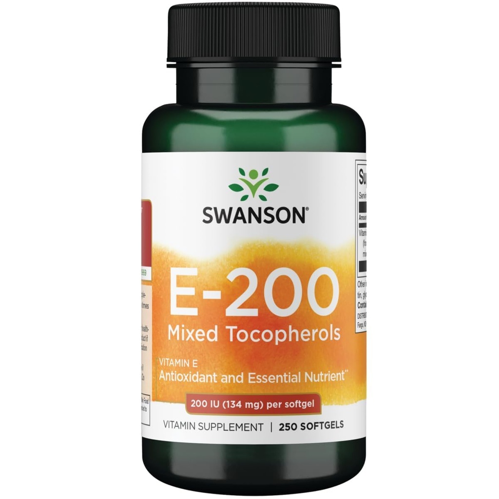 Swanson维生素E 混合托可菲醇 200 Iu(134毫克) 250 胶片
