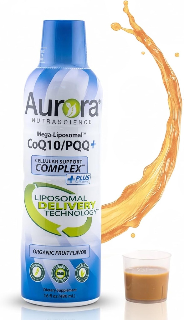 Aurora Nutrascience Mega-Liposomal CoQ10, PQQ & Vitamin C, 能量和细胞支持, Gluten Free, 非GMO, 无糖, 草莓, 32 services, 16 fl oz