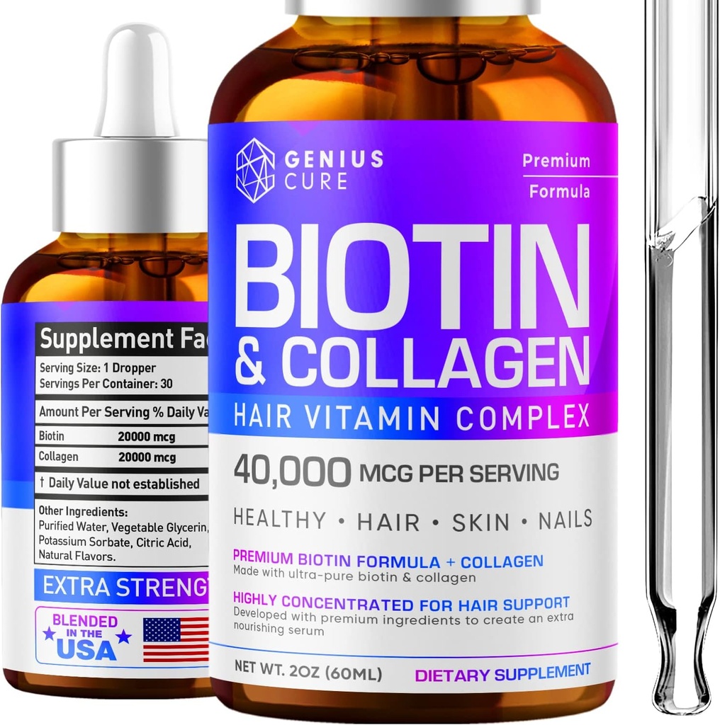 Biotin & Collagen Drops for Easy Acception - 头发生长液体补充剂 - 健康皮肤和钉子 - Unisex