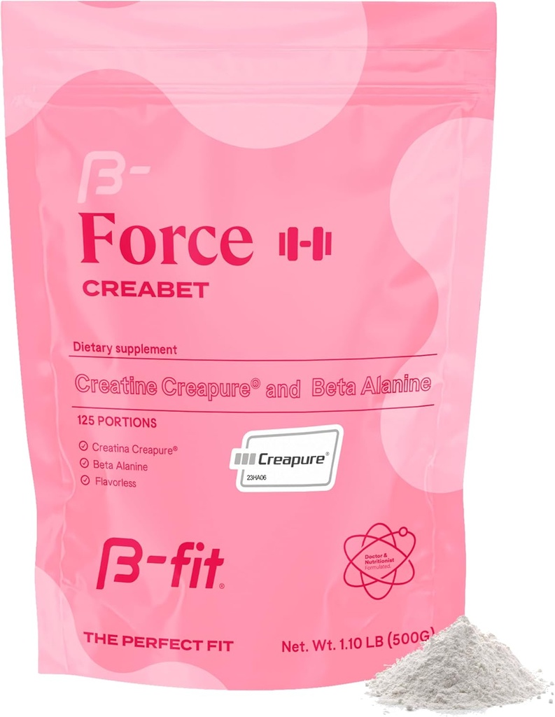 Creabet Creatine Monohydrate for Women - Creapure - Creatine Monohydrate Powder with Beta-Alanine 500g - 工作前补充 - 125 services + 4个月供应 - 不受欢迎