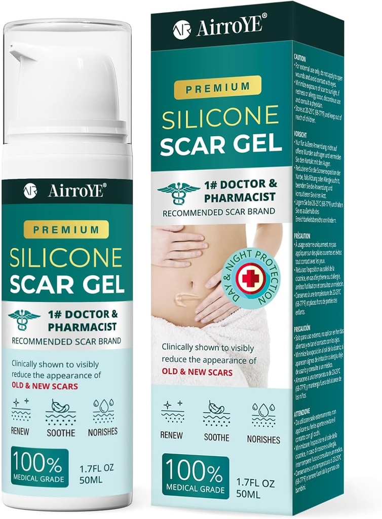 伸展标记的硅酮 Scar Gel:100% Silicone Scar Cream - 删除新旧皮肤 Scars 50g