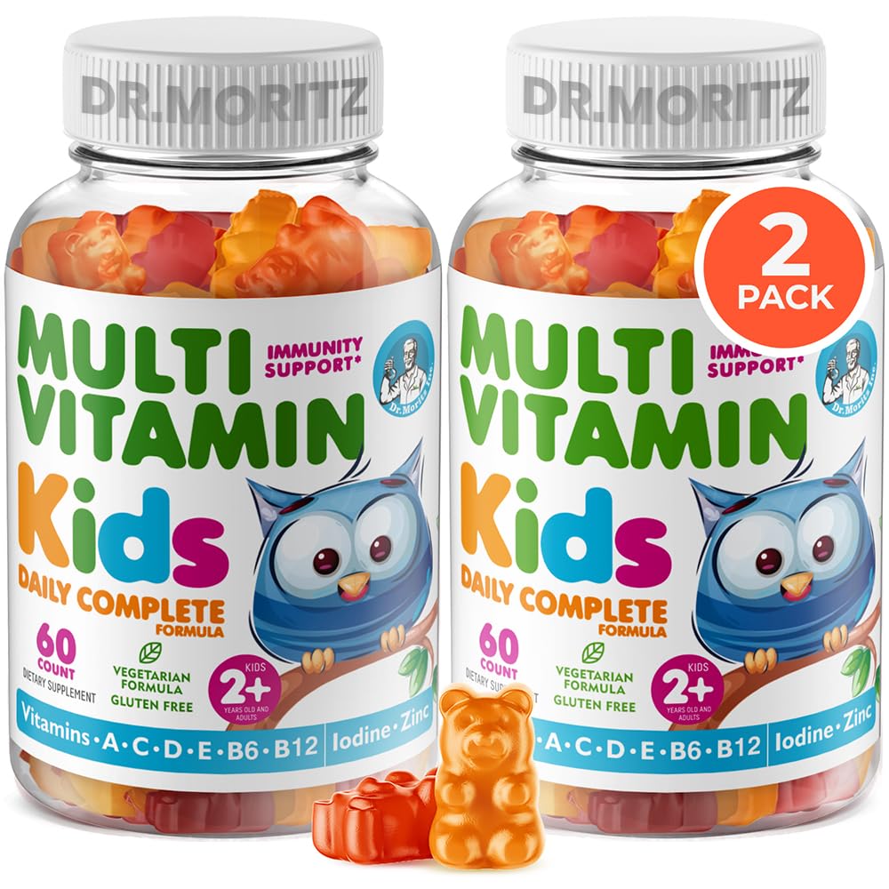 DR. MORITZ Kids 多维他命Gummys - 与儿童维生素A C D E B6 B12 锌和更多 - 完整的日常支持 - 蔬菜和非GMO, 2 Pack (120计)