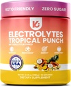 Keppi Keto Electrolytes Powder No 糖 - 无糖电解质 - 在美国制造 - 高级水分,性能和回收 - 美味的热带火焰 - Mixes Easyly No Clumps