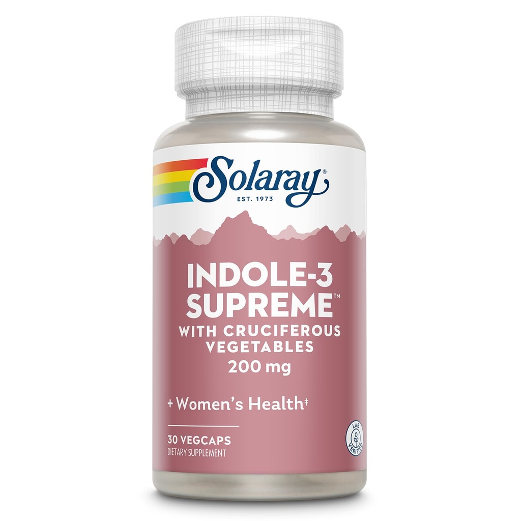 SOLARAY Indole-3 配有精致蔬菜的顶级 - 妇女健康支持 - DIM Plus Broccoli, Kale, 和更多 - 实验室验证,60天保障 - 30名服务员,30名蔬菜