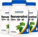 营养成本 Resveratrol 700mg;120 蔬菜罐头 - 50% Trans-Resveratrol(3瓶)