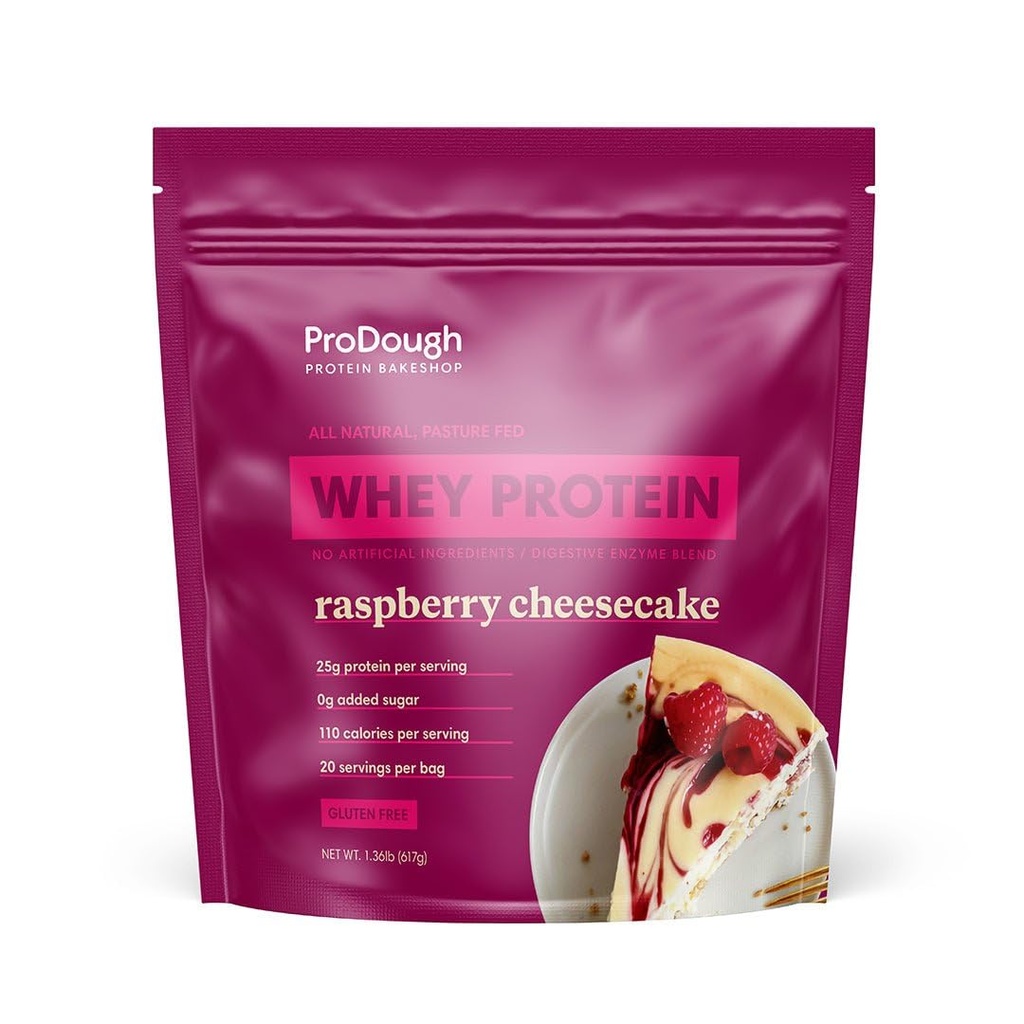ProDough Gourmet Whey 隔离氢化蛋白粉 用于摇摆混合-轻松文摘 Enzyme Blend, 25g Protein / service, Natural Infedions, Gluten Free, Keto Friendly (拉斯贝里芝士蛋糕)