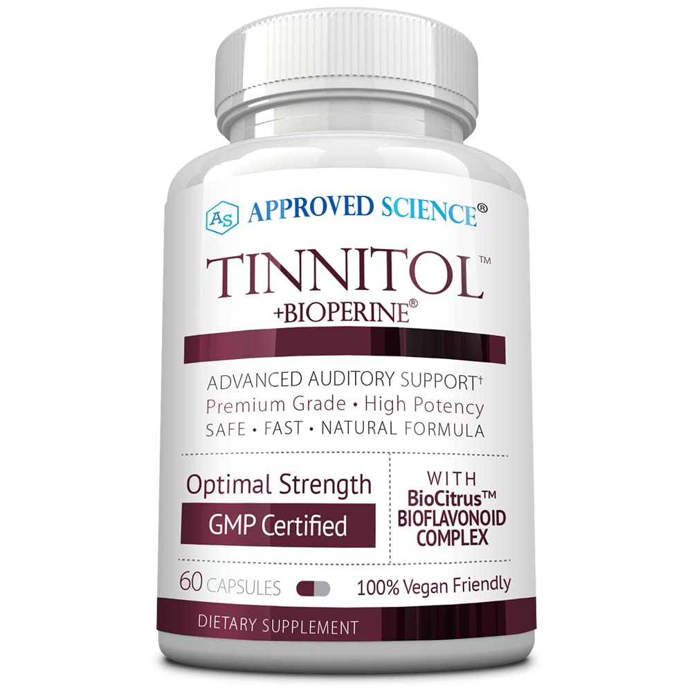 已核准的Science Tinnitol - Tinnitus支持补编 - Ease Ring in the Ears - 加快内耳健康 - 60 Capsules - 美国制造