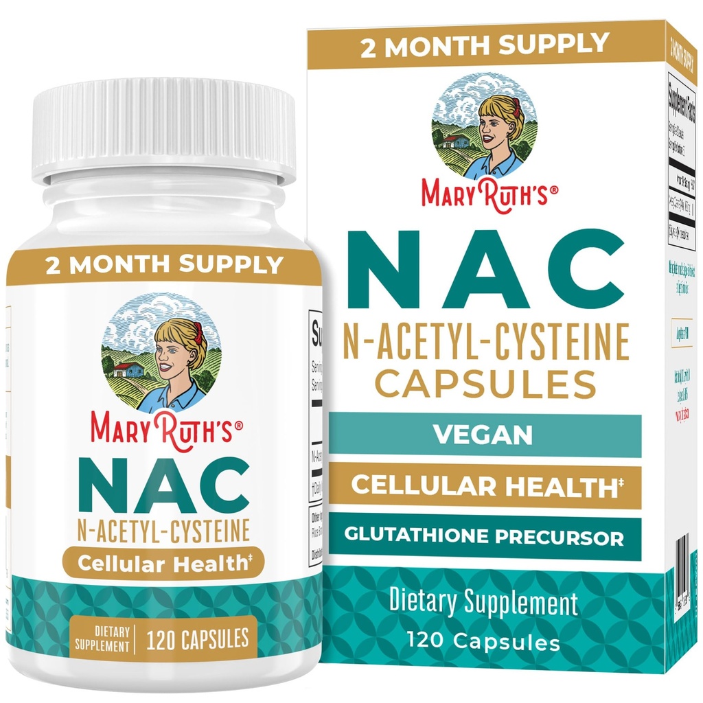 玛丽·鲁斯有机物 NAC 补充 N-乙酰基 Cysteine → 2个月供应 NAC 1000mg 每服务 → Vegan Capsules → Gluthamine 前体 → 氨基酸 → 非GMO → Gluten Free → 120 伯爵 → 60 服务