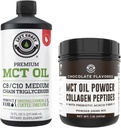 左岸性能100% Coconut MCT 油液,32oz +巧克力 Keto MCT 粉,Collagen 和 Prebiotic Fiber, 16oz