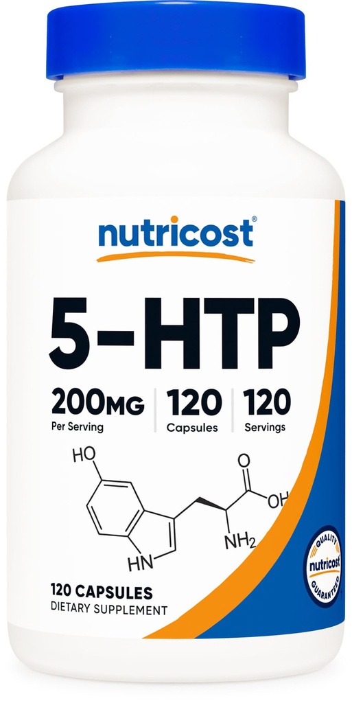 营养成本5-HTP 200mg, 120 蔬菜卡普尔(5-Hydroxytryptophan) - 非 GMO & Gluten Free