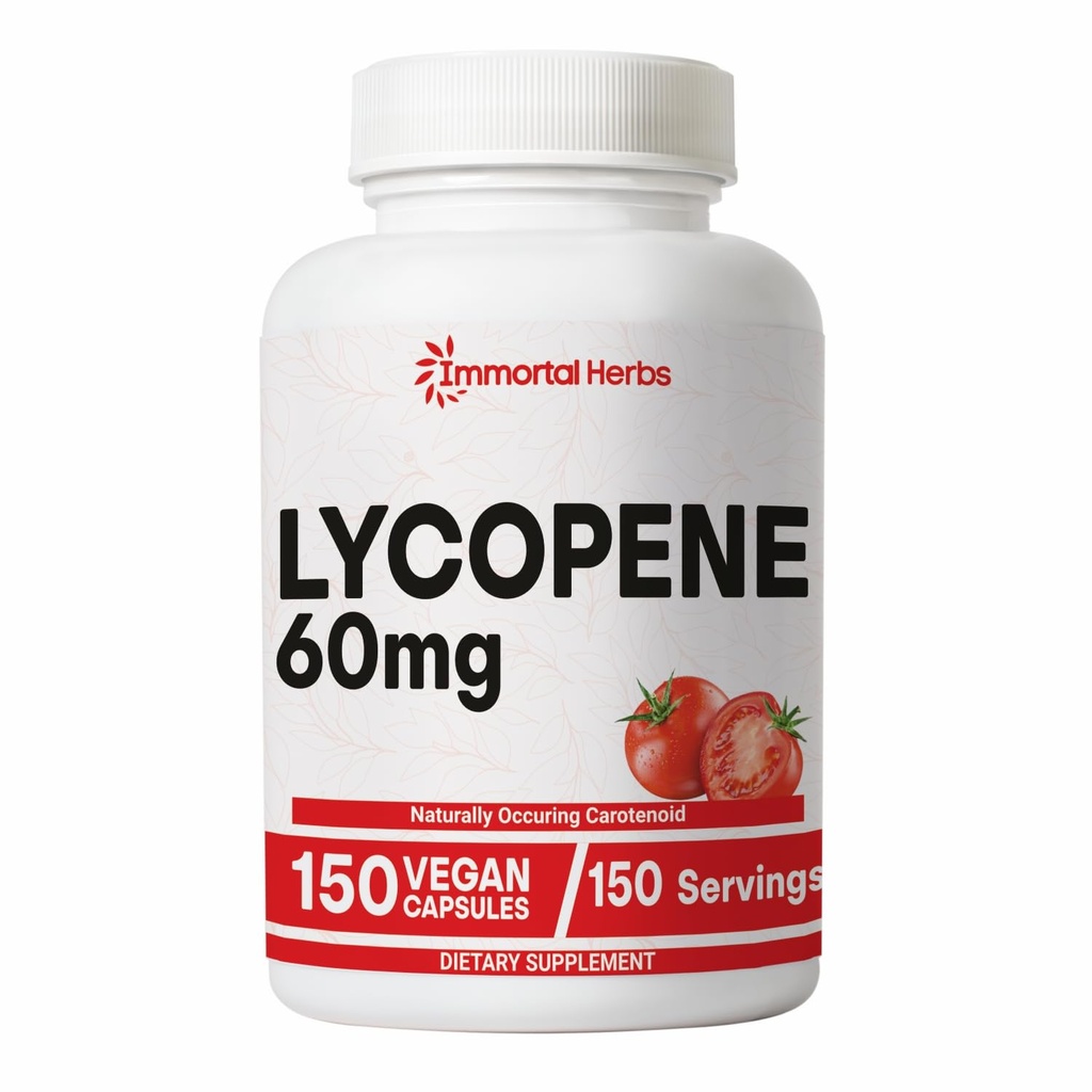 男子60mg、150Capsules、皮肤、心脏和免疫支持的天然番茄提取粉、100%Veg Lycopene综合体、非GMO和Gluten免费卡罗特诺克补充剂