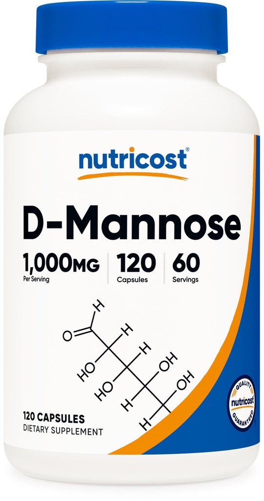 人均营养成本D-Mannose 1000毫克,120 毛盖-每毛盖500毫克,尿道切克健康,非GMO和Gluten Free