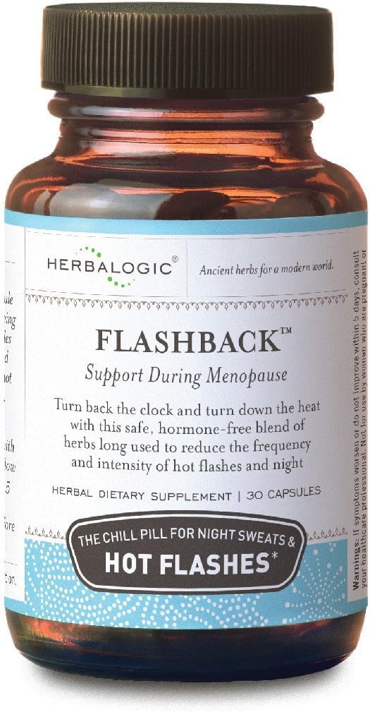 Herbalogic - Flashback Herb Capsules - Menopausals Hot Flashes, Night Sweats, Sleeply, Iritability & Mood Swings - 30 Cap Count (英语) - 绝食热闪光灯的自然救济,夜间汗水,失眠,刺激和Mood Swings - 30 Cap Count
