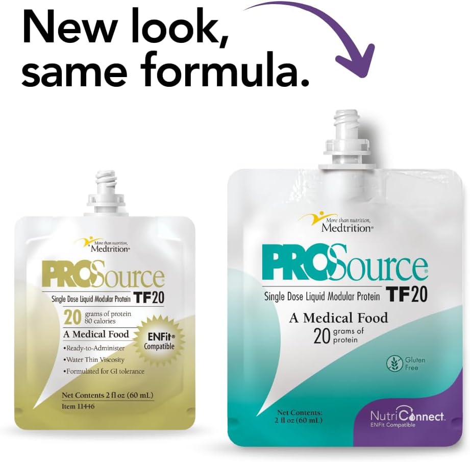 Medtrition NutriConnectTM Pro Source® TF20 – ENFit® 调配型蛋白补充剂用于调料饲料 – 20g液态蛋白在60mL邮袋中 – 支持Aspen准则和ICU营养