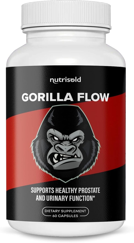 Gorilla Flow - 男子健康前列腺支持补充 – 减少夜间摇晃到Urnit – 推广睡眠 – 支持Bladder空虚 – 预列腺草药复合体 – Bladder & Urinary Relief (1)