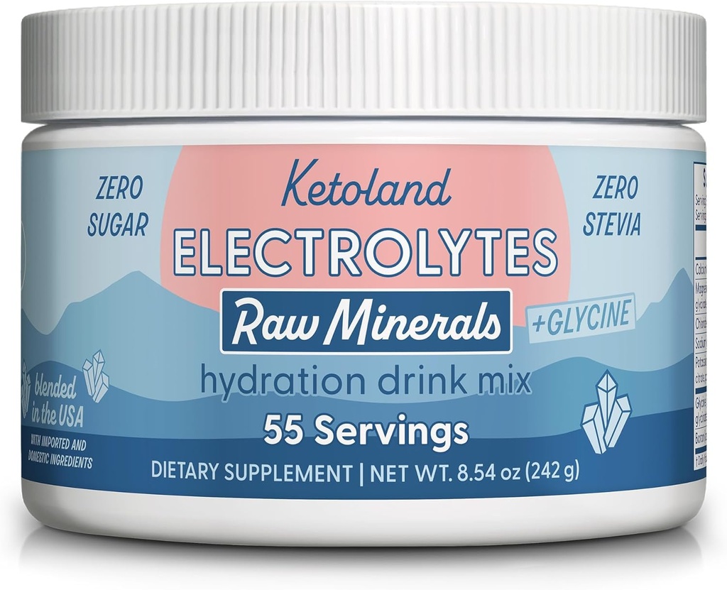 原始矿物 + Glycine + 不受欢迎的 Keto 电解质 → 无糖, Stevia, 或填料