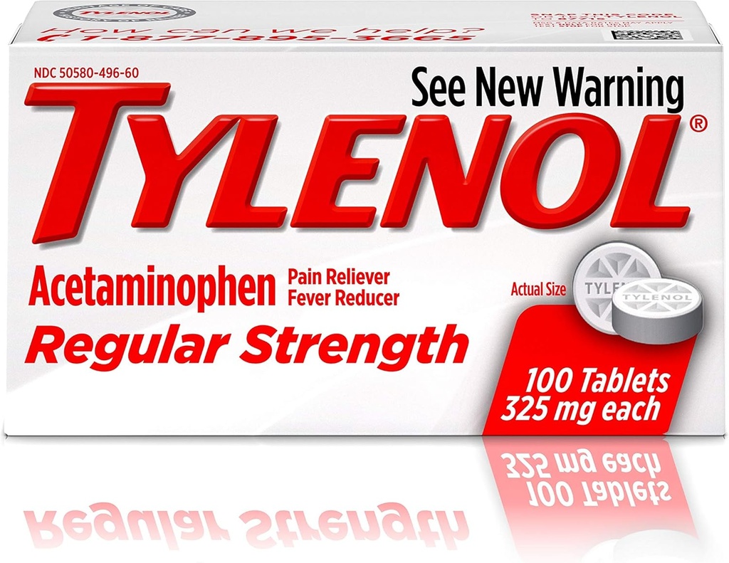Tylenol Reg Strngth 100's Small 100ct Tylenol 325 Mg 常规强度疼痛救世主