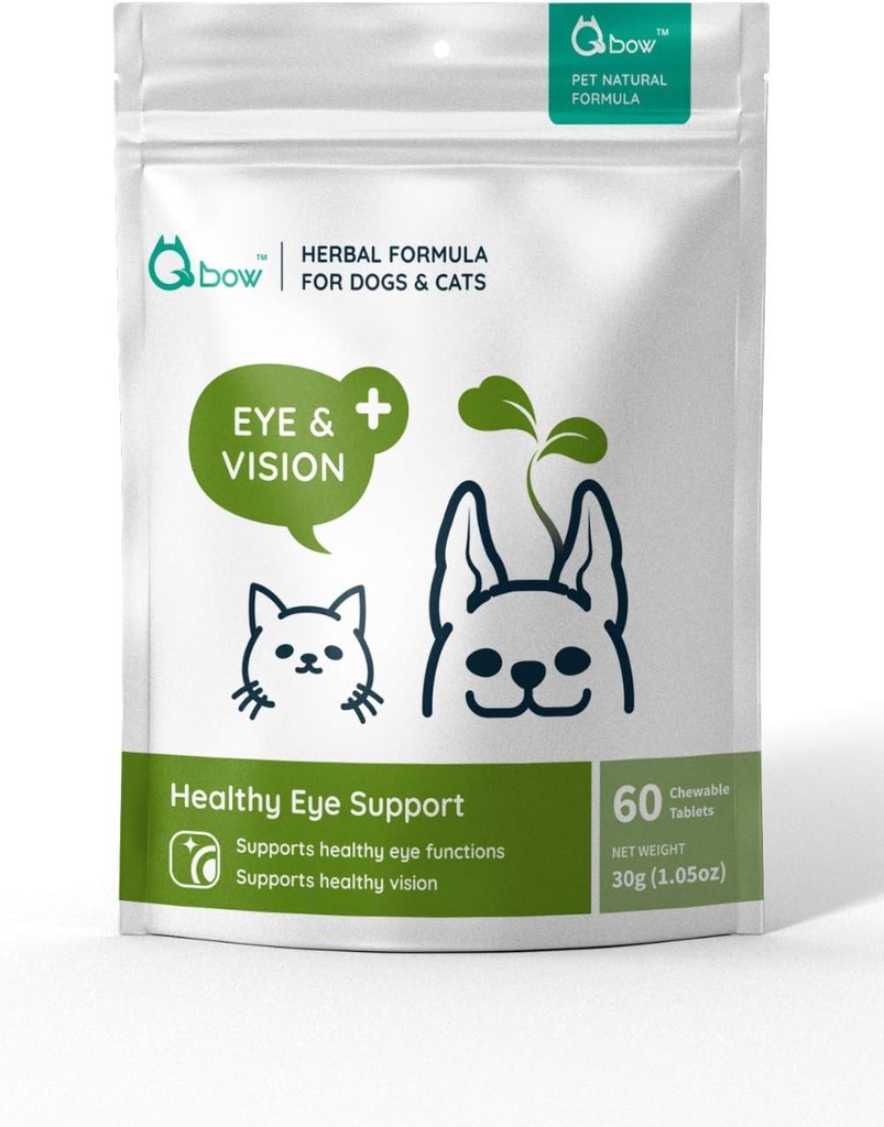 全方位、全天然草药方眼和对狗和猫的视觉补充 - 保护眼睛的健康和功能。由WellnergyPets 60ct规范眼泪、干眼和视觉支持
